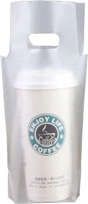 100PCS Disposable Drink Carrier Bags for Coffee Tea Juice Takeout | Clear Plastic Bags with Handle Apply to Coffee Shop/Restaurant/Bar 1 cup hold 100PCS Disposable Drink Carrier Bags for Coffee Tea Juice Takeout | Clear Plastic Bags with Handle Apply to Coffee Shop/Restaurant/Bar 1 cup hold