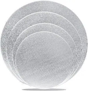 4 Pack Silver Cake Boards Round Cake Circles 6, 8, 10, 12 Inch | Cake Base Cardboard for Baking, Wedding Birthday, Dessert, Pizza Decorating and Exhibition 4 Pack Silver Cake Boards Round Cake Circles 6, 8, 10, 12 Inch | Cake Base Cardboard for Baking, Wedding Birthday, Dessert, Pizza Decorating and Exhibition