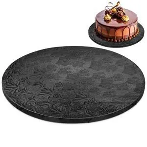 Black Cake Drum 12 Inch, Round Cake Board, 1/2 Inch Thick Cardboard | Sturdy Base, Grease-Resistant, Moisture-Resistant Surface - Displays Cupcakes, Pastries, Baked Goods at Parties and Weddings Black Cake Drum 12 Inch, Round Cake Board, 1/2 Inch Thick Cardboard | Sturdy Base, Grease-Resistant, Moisture-Resistant Surface - Displays Cupcakes, Pastries, Baked Goods at Parties and Weddings