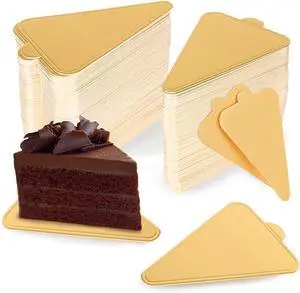 HANSGO Triangle Cake Bases, 100PCS Mini Cake Board Mousse Cake Cardboards Dessert Display Trays Golden Pastry Plates HANSGO Triangle Cake Bases, 100PCS Mini Cake Board Mousse Cake Cardboards Dessert Display Trays Golden Pastry Plates