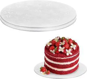 2 PCS Cake Drums, 1/4 Inch Thick 10 Inch Round Cake Boards, White, Professional Quality Cake Cardboards, Card Base, Cake Mat 2 PCS Cake Drums, 1/4 Inch Thick 10 Inch Round Cake Boards, White, Professional Quality Cake Cardboards, Card Base, Cake Mat