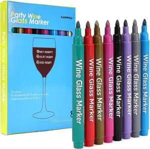 GAINWELL Metallic Wine Glass Markers 8Pcs, Non-Toxic, Food-Safe, Dishwasher-Safe, Wine Glass Marker Pens for Ceramic Plates, Parties & Weddings GAINWELL Metallic Wine Glass Markers 8Pcs, Non-Toxic, Food-Safe, Dishwasher-Safe, Wine Glass Marker Pens for Ceramic Plates, Parties & Weddings