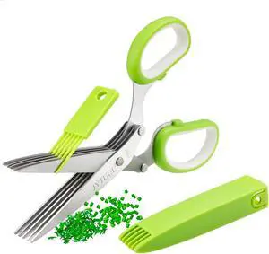 Herb Scissors, Multipurpose Sharp Kitchen Herb Cutter Shears with 5 Stainless Steel Blades, Safety Cover, Cleaning Comb, Cool Kitchen Gadgets for Cutting Fresh Garden Herbs, Dishwasher Safe Herb Scissors, Multipurpose Sharp Kitchen Herb Cutter Shears with 5 Stainless Steel Blades, Safety Cover, Cleaning Comb, Cool Kitchen Gadgets for Cutting Fresh Garden Herbs, Dishwasher Safe