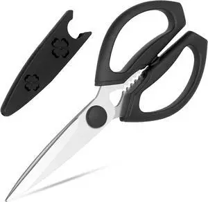 Kitchen Scissors, Heavy Duty Kitchen Shears with Sharp Stainless Steel Blades, Dishwasher Safe Cooking Scissors for Cutting Meat, Fish, Vegetables, Black Kitchen Scissors, Heavy Duty Kitchen Shears with Sharp Stainless Steel Blades, Dishwasher Safe Cooking Scissors for Cutting Meat, Fish, Vegetables, Black