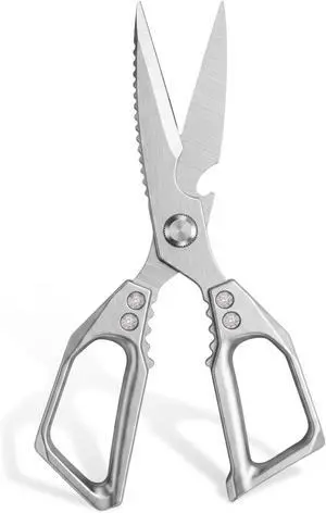 Heavy Duty Kitchen Scissors, Stainless Steel | Sharp Meat Scissors Dishwasher Safe, All-Purpose Food Shears - Sharp Cooking Scissors for Poultry, Silver Heavy Duty Kitchen Scissors, Stainless Steel | Sharp Meat Scissors Dishwasher Safe, All-Purpose Food Shears - Sharp Cooking Scissors for Poultry, Silver