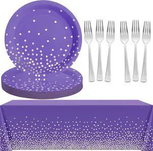 71PCS Purple Party Decorations, Birthday Party Supplies Includes 35 7" Party Plates and Tablecloths 54" x 108" for Purple Birthday Decorations 71PCS Purple Party Decorations, Birthday Party Supplies Includes 35 7" Party Plates and Tablecloths 54" x 108" for Purple Birthday Decorations