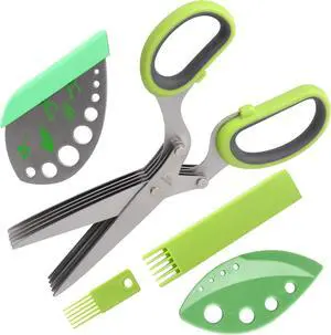 LUVCOSY Herb Scissors, Premium Stainless Steel 5 Blade Kitchen Salad Scissors Dishwasher Safe, Sharp and Convenient 5 Blade with Safety Cover, Herb Stripping Tool and Cleaning Comb LUVCOSY Herb Scissors, Premium Stainless Steel 5 Blade Kitchen Salad Scissors Dishwasher Safe, Sharp and Convenient 5 Blade with Safety Cover, Herb Stripping Tool and Cleaning Comb