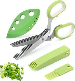 Herb Scissors Set,Multipurpose 5 Blade Kitchen Herb Cutter with Safety Cover and Cleaning Comb for Cutting Shredded Lettuce, Cilantro Fresh, Green Onion Fresh and etc. Herb Scissors Set,Multipurpose 5 Blade Kitchen Herb Cutter with Safety Cover and Cleaning Comb for Cutting Shredded Lettuce, Cilantro Fresh, Green Onion Fresh and etc.