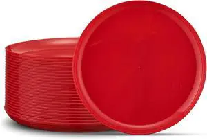 PLASTICPRO 30 Pack 6.3'' Christmass Plates Red Plastic Party Plates Edge Collection Premium heavyweight Elegant Disposable Tableware Dishes PLASTICPRO 30 Pack 6.3'' Christmass Plates Red Plastic Party Plates Edge Collection Premium heavyweight Elegant Disposable Tableware Dishes