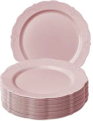 DISPOSABLE DINNERWARE PLATES | Blush | 10 Salad Plates - 9" | Vintage Collection DISPOSABLE DINNERWARE PLATES | Blush | 10 Salad Plates - 9" | Vintage Collection
