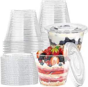 CenYouful 9 oz Clear Plastic Cups with Flat Lids No Hole, 20 Packs, Disposable Dessert Cups with Lids for Ice Cream, Cake, Snacks, Fruit, Cold Drinks, Smoothie, Pudding, Salad CenYouful 9 oz Clear Plastic Cups with Flat Lids No Hole, 20 Packs, Disposable Dessert Cups with Lids for Ice Cream, Cake, Snacks, Fruit, Cold Drinks, Smoothie, Pudding, Salad