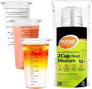 16 Oz - 2 Cup 450 ML - Disposable Measuring Cups - Plastic Graduated Mixing Cups - for Mixing Resin/Epoxy, Paint, Cooking, Baking and Crafts (12 pack) 16 Oz - 2 Cup 450 ML - Disposable Measuring Cups - Plastic Graduated Mixing Cups - for Mixing Resin/Epoxy, Paint, Cooking, Baking and Crafts (12 pack)