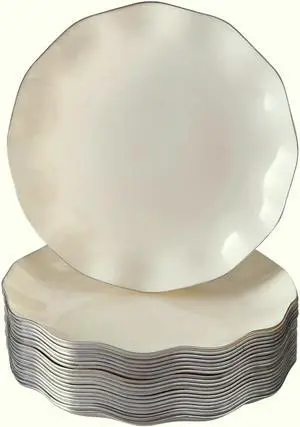 Silver Spoons Veil Collection Ivory Plastic Dessert Plates with Scalloped Rim - 6" (Pack of 10) - Ideal for Appetizers, Desserts, Parties & Special Events Silver Spoons Veil Collection Ivory Plastic Dessert Plates with Scalloped Rim - 6" (Pack of 10) - Ideal for Appetizers, Desserts, Parties & Special Events