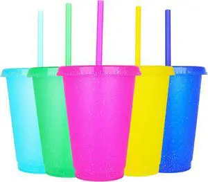 Suertestarry Tumbler with Straw and Lid,Water Bottle Iced Coffee Travel Mug Cup,Reusable Plastic Cups,Perfect for Parties,Birthdays,16oz-5 Pack Suertestarry Tumbler with Straw and Lid,Water Bottle Iced Coffee Travel Mug Cup,Reusable Plastic Cups,Perfect for Parties,Birthdays,16oz-5 Pack