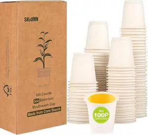3 oz Plant Based Disposable Bathroom Mouthwash&Rinse Cups,100pcs Small Snack Cups for Kids,Mini Drinking Cups for Party,Office, Picnic, BBQ 3 oz Plant Based Disposable Bathroom Mouthwash&Rinse Cups,100pcs Small Snack Cups for Kids,Mini Drinking Cups for Party,Office, Picnic, BBQ