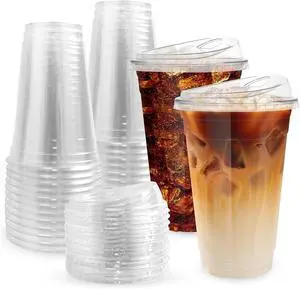 GGOLDMER 25 Sets 20 oz Plastic Cups with Strawless Sip Lids, Disposable Iced Coffee Cups with Lids, Clear Plastic Cups with Lid for Cold Beverage, Smoothies, Juices GGOLDMER 25 Sets 20 oz Plastic Cups with Strawless Sip Lids, Disposable Iced Coffee Cups with Lids, Clear Plastic Cups with Lid for Cold Beverage, Smoothies, Juices