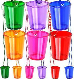 Iconikal 12-Pack Shot Glasses on Beaded Necklace, Assorted Colors Durable Plastic 2 oz. Shot Glasses, Tailgating & More Iconikal 12-Pack Shot Glasses on Beaded Necklace, Assorted Colors Durable Plastic 2 oz. Shot Glasses, Tailgating & More