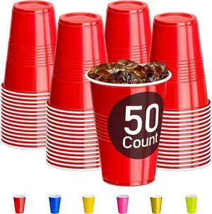 DecorRack Red Plastic Cups, 9 oz Disposable Cups (50 Count) DecorRack Red Plastic Cups, 9 oz Disposable Cups (50 Count)