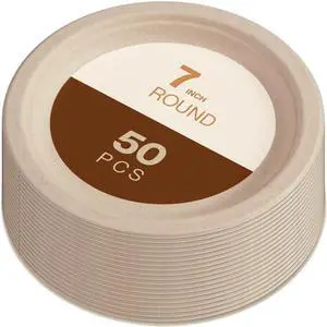 Gracz Disposable Plates - Round Compostable Paper Plates 7-inch - Made from Renewable Sugarcane Fiber - For Home, Catering, Schools, Healthcare Facilities - Pack of 50 Gracz Disposable Plates - Round Compostable Paper Plates 7-inch - Made from Renewable Sugarcane Fiber - For Home, Catering, Schools, Healthcare Facilities - Pack of 50