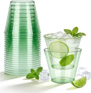 N9R 50PCS Green Plastic Cups, 9 oz Disposable Clear Cocktail Party Cups | Fancy Wine & Margaret Glasses, Sage Green, BPA-Free, for Weddings, Birthday, World Cup and Gatherings N9R 50PCS Green Plastic Cups, 9 oz Disposable Clear Cocktail Party Cups | Fancy Wine & Margaret Glasses, Sage Green, BPA-Free, for Weddings, Birthday, World Cup and Gatherings