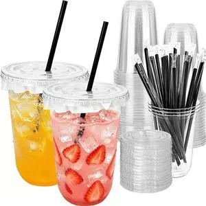 Zddaoole 25 Pack Clear Plastic Cups with Lids and Straws,16 oz Disposable Iced Coffee Cups,PET Crystal Cups with Leak-proof paper for Cold Drinks,Juice,Smoothie Zddaoole 25 Pack Clear Plastic Cups with Lids and Straws,16 oz Disposable Iced Coffee Cups,PET Crystal Cups with Leak-proof paper for Cold Drinks,Juice,Smoothie