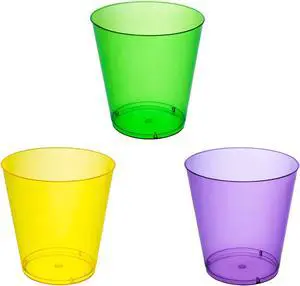 Party Essentials Hard Plastic Shot Glasses, 2-Ounce, Mardi Gras Mix, Box of 60 Party Essentials Hard Plastic Shot Glasses, 2-Ounce, Mardi Gras Mix, Box of 60