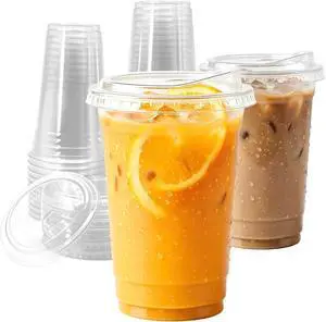 16oz Clear Plastic Cups with Strawless Sip Lids, 25 Sets Disposable Iced Coffee Cups for Iced Coffee, Smoothie, Cold Drinks - Perfect for Party, Home & Office 16oz Clear Plastic Cups with Strawless Sip Lids, 25 Sets Disposable Iced Coffee Cups for Iced Coffee, Smoothie, Cold Drinks - Perfect for Party, Home & Office