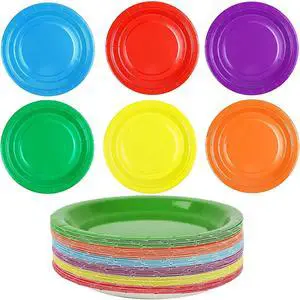 60 Pcs Rainbow Paper Plates, Colored Disposable Party Paper Tray for Birthday, Picnic, Baby Shower All Occasions,7in Round Multicolor Paper Dessert Plates 60 Pcs Rainbow Paper Plates, Colored Disposable Party Paper Tray for Birthday, Picnic, Baby Shower All Occasions,7in Round Multicolor Paper Dessert Plates