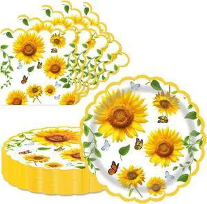 40 Pcs Sunflower Party 9" Dinner Paper Plates and Napkins Sets | Fall sunflower Dessert Paper Plates and 6.5"Napkins Party Supplies Tableware autumn Decoration For Birthday Picnic 40 Pcs Sunflower Party 9" Dinner Paper Plates and Napkins Sets | Fall sunflower Dessert Paper Plates and 6.5"Napkins Party Supplies Tableware autumn Decoration For Birthday Picnic