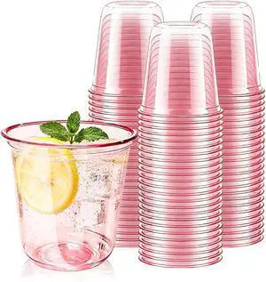 Alaeseje 50 Pack Pink Plastic Cups,12 oz Disposable Stemless Wine Glasses | Cocktail Pink Party Cups Clear Drinking Cup for Valentines,Wedding,Birthday,Bridal Shower,Christmas Alaeseje 50 Pack Pink Plastic Cups,12 oz Disposable Stemless Wine Glasses | Cocktail Pink Party Cups Clear Drinking Cup for Valentines,Wedding,Birthday,Bridal Shower,Christmas