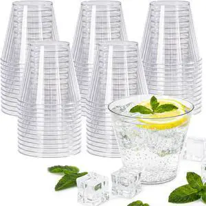 50 Pack Plastic Cups 9oz Clear Plastic Cups | Fancy Disposable Cocktail Cup, Stemless Wine Glasses, For Party Wedding, Thanksgiving Christmas Graduation 50 Pack Plastic Cups 9oz Clear Plastic Cups | Fancy Disposable Cocktail Cup, Stemless Wine Glasses, For Party Wedding, Thanksgiving Christmas Graduation