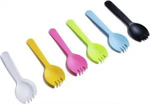 100 Pack Disposable Plastic Sporks Cutlery Set Small Tasting Spoons Mini Spoons Dessert Spoon Disposable Plastic Forks for Ice Cream Cake Jelly Pie Cheesecake Cupcakes Individually Wrapped 100 Pack Disposable Plastic Sporks Cutlery Set Small Tasting Spoons Mini Spoons Dessert Spoon Disposable Plastic Forks for Ice Cream Cake Jelly Pie Cheesecake Cupcakes Individually Wrapped