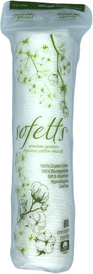 Cotton Premium Organic Rounds (80 Counts), Hypoallergenic, Biodegradable, with Spunlace to Add Extra Durability and Shred Resistance. Cotton Premium Organic Rounds (80 Counts), Hypoallergenic, Biodegradable, with Spunlace to Add Extra Durability and Shred Resistance.