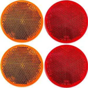 Qty 4 (2 Red/2 Amber) - 2" Inch Round Reflector Bike,Trailer, Truck, Boat, Mailbox, Construction, Signage, Warning with Super Strong Adhesive DOT/SAE Approved Qty 4 (2 Red/2 Amber) - 2" Inch Round Reflector Bike,Trailer, Truck, Boat, Mailbox, Construction, Signage, Warning with Super Strong Adhesive DOT/SAE Approved