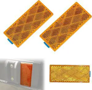 2pcs Rectangle Reflectors, High Reflectivity Stick On Safety Markers Yellow 2pcs Rectangle Reflectors, High Reflectivity Stick On Safety Markers Yellow