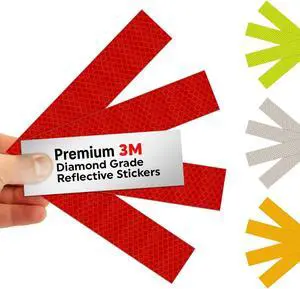 SmartSign 1.2 x 6 inch Red Reflective Strips - Pack of 4, Premium 3M Diamond Grade Reflective Stickers for Night Safety/Backpacks/Bicycles/Vehicles, Hi-Tack Adhesive, Made in USA SmartSign 1.2 x 6 inch Red Reflective Strips - Pack of 4, Premium 3M Diamond Grade Reflective Stickers for Night Safety/Backpacks/Bicycles/Vehicles, Hi-Tack Adhesive, Made in USA