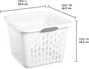 Sterilite Small 1.5 Bushel Square Plastic Laundry Basket with 2 Comfort Grip Handles, White Sterilite Small 1.5 Bushel Square Plastic Laundry Basket with 2 Comfort Grip Handles, White