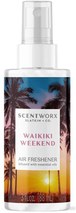 Scentworx Auto Air Freshener Spray Waikiki Weekend, Tropical Passionfruit Grapefruit Gardenia Scent with Essential Oils, for Car & Room Freshening Scentworx Auto Air Freshener Spray Waikiki Weekend, Tropical Passionfruit Grapefruit Gardenia Scent with Essential Oils, for Car & Room Freshening