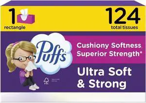 Puffs Ultra Soft White Facial Tissues, 1Family Box 124Sheet, Cushiony Thick Tissues, DermatologistTested Gentle for Sensitive Skin Puffs Ultra Soft White Facial Tissues, 1Family Box 124Sheet, Cushiony Thick Tissues, DermatologistTested Gentle for Sensitive Skin
