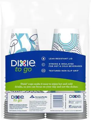 Dixie ToGo 12oz Multicolor Disposable Paper Cups 14Count, Insulated NonSlip PerfecTouch Grip, LeakProof Lids, 80% PlantBased Materials, Fit Car Cup Holders Dixie ToGo 12oz Multicolor Disposable Paper Cups 14Count, Insulated NonSlip PerfecTouch Grip, LeakProof Lids, 80% PlantBased Materials, Fit Car Cup Holders