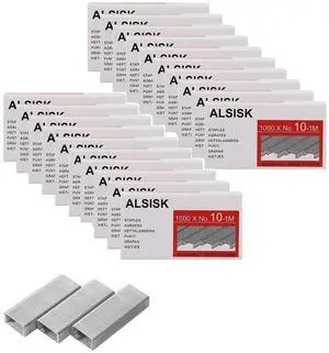 ALSISK No.10 Mini Staples 20000Count (20 Boxes), Silver 3/16" Leg Length, 24.3mm×9.45mm for No.10 Mini Stapler, SmallSize Replacement Staples ALSISK No.10 Mini Staples 20000Count (20 Boxes), Silver 3/16" Leg Length, 24.3mm×9.45mm for No.10 Mini Stapler, SmallSize Replacement Staples