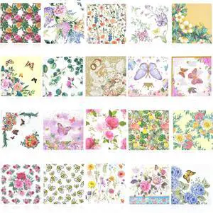 LSYAHCYYP Multicolor 1Ply Retro Floral Paper Napkins 20Count, 6.5"×6.5" Folded 13"×13" Unfolded, Vintage Floral Print for Parties Weddings & DIY Decor LSYAHCYYP Multicolor 1Ply Retro Floral Paper Napkins 20Count, 6.5"×6.5" Folded 13"×13" Unfolded, Vintage Floral Print for Parties Weddings & DIY Decor