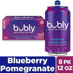 8Pack Bubly Sparkling Water, Blueberry Pomegranate Seltzer 12 Fl Oz Each, 100% Recyclable Cans, ZeroCalorie Unsweetened Drink 8Pack Bubly Sparkling Water, Blueberry Pomegranate Seltzer 12 Fl Oz Each, 100% Recyclable Cans, ZeroCalorie Unsweetened Drink
