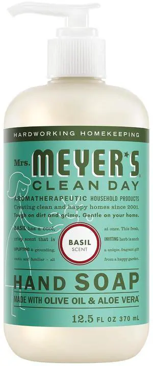 Mrs. Meyer's Basil Scent Liquid Hand Soap 3.3lbs, CrueltyFree Leaping Bunny Certified, Moisturizing Hand Soap with Aloe Vera & Olive Oil Mrs. Meyer's Basil Scent Liquid Hand Soap 3.3lbs, CrueltyFree Leaping Bunny Certified, Moisturizing Hand Soap with Aloe Vera & Olive Oil