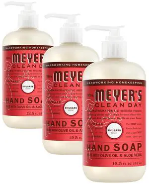 Mrs. Meyer's GardenFresh Rhubarb Hand Soap 3Count, No Parabens, Phthalates or Artificial Colors, Gentle Cleanser for Adult Daily Use Mrs. Meyer's GardenFresh Rhubarb Hand Soap 3Count, No Parabens, Phthalates or Artificial Colors, Gentle Cleanser for Adult Daily Use