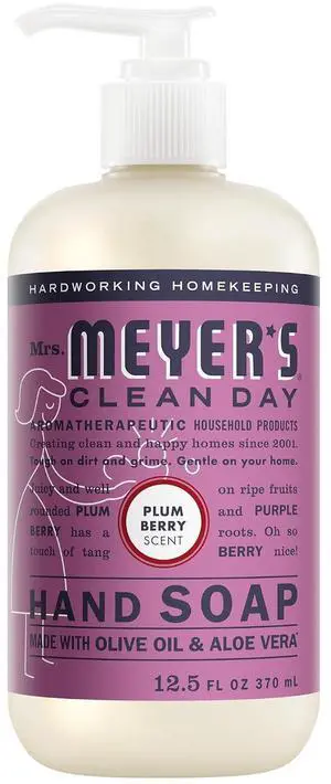 Mrs. Meyer's Plumberry Scent Liquid Hand Soap 12.48 oz, CrueltyFree Leaping Bunny Certified, Moisturizing Hand Soap with Aloe Vera & Olive Oil Mrs. Meyer's Plumberry Scent Liquid Hand Soap 12.48 oz, CrueltyFree Leaping Bunny Certified, Moisturizing Hand Soap with Aloe Vera & Olive Oil