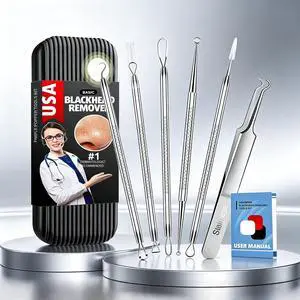 Cbiumpro 6Pack Blackhead Remover Tools, Surgical Steel Comedone Extractor Kit for Acne Whitehead and Zit Removal with Storage Case Cbiumpro 6Pack Blackhead Remover Tools, Surgical Steel Comedone Extractor Kit for Acne Whitehead and Zit Removal with Storage Case