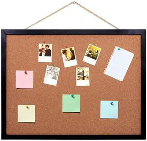 Black Cork Board Bulletin Board, 14.6"X 11" Cork Board, Oak Wood Finish Frame, Wall Mounted Cork Board for Office Home and School(Pins, Eye Bolts, gaskets, Screws) Black Cork Board Bulletin Board, 14.6"X 11" Cork Board, Oak Wood Finish Frame, Wall Mounted Cork Board for Office Home and School(Pins, Eye Bolts, gaskets, Screws)