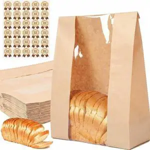 30 pack bread paper bags with window, including 30 homemade bread storage label seal stickers (13.7x8.3x3.5 inches) 30 pack bread paper bags with window, including 30 homemade bread storage label seal stickers (13.7x8.3x3.5 inches)