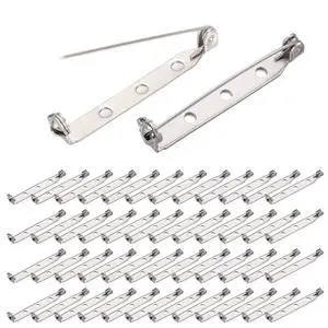 BEADNOVA Brooch Pin Back 60pcs Bar Pin Back 1.5 Inch Clasp Pinback Brooch Backings for Crafts Badge Name Tag DIY Jewelry Making and Craft (60 Pcs, Silver Color) BEADNOVA Brooch Pin Back 60pcs Bar Pin Back 1.5 Inch Clasp Pinback Brooch Backings for Crafts Badge Name Tag DIY Jewelry Making and Craft (60 Pcs, Silver Color)